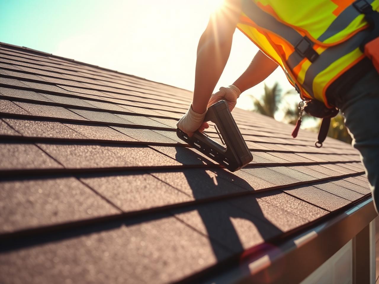 Hive Energy roofer installing architectural shingles on a Florida home